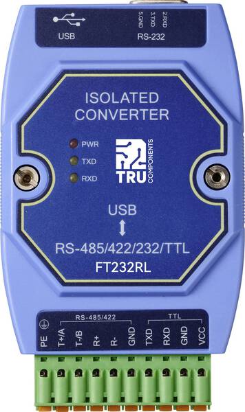 TRU COMPONENTS TC-12626056 TC-E810-U15 Seriell Umsetzer USB, RS-422, RS-485, Sub-D9 3.3 V, 5 V 1 St.