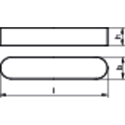 NOBRAND - Passfeder DIN 6885 Form A o. Bohrung rundstirnig Stahl C45+C blank 6 10 x 6