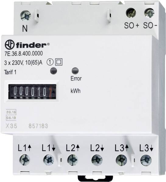 Finder 7E.36.8.400.0010 Drehstromzähler mechanisch 65 A MID-konform: Ja 1 St.