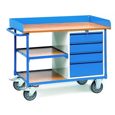 fetra® - Werkstattwagen 2437, 3 Ebenen, 4 Schubladen, Tragkraft 400kg