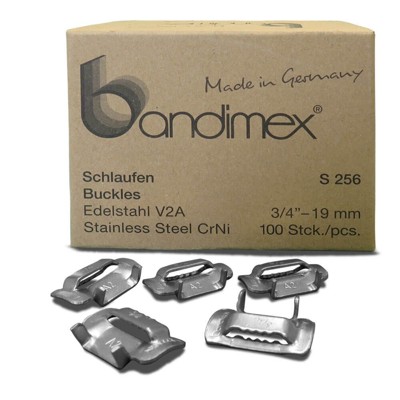 bandimex® - Schlaufe S255 Edelstahl V2A Bandbreite 16mm 100 Stück Packung