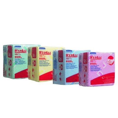 WYPALL® - Wischtücher X80 Plus rot, viertelgefaltet, 1 VE = 8 Beutel á 30 Tücher
