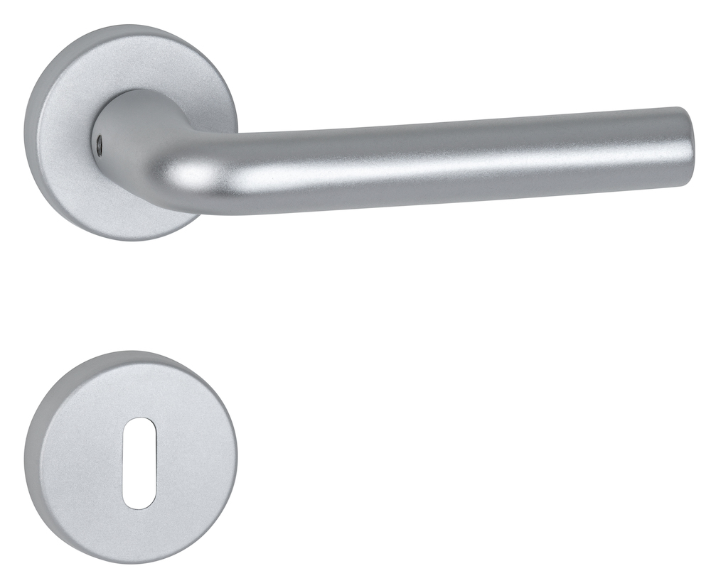 HERMAT Drückergarnitur ohne Schlüsselrosette BASIC 03 1903/2057, Aluminium