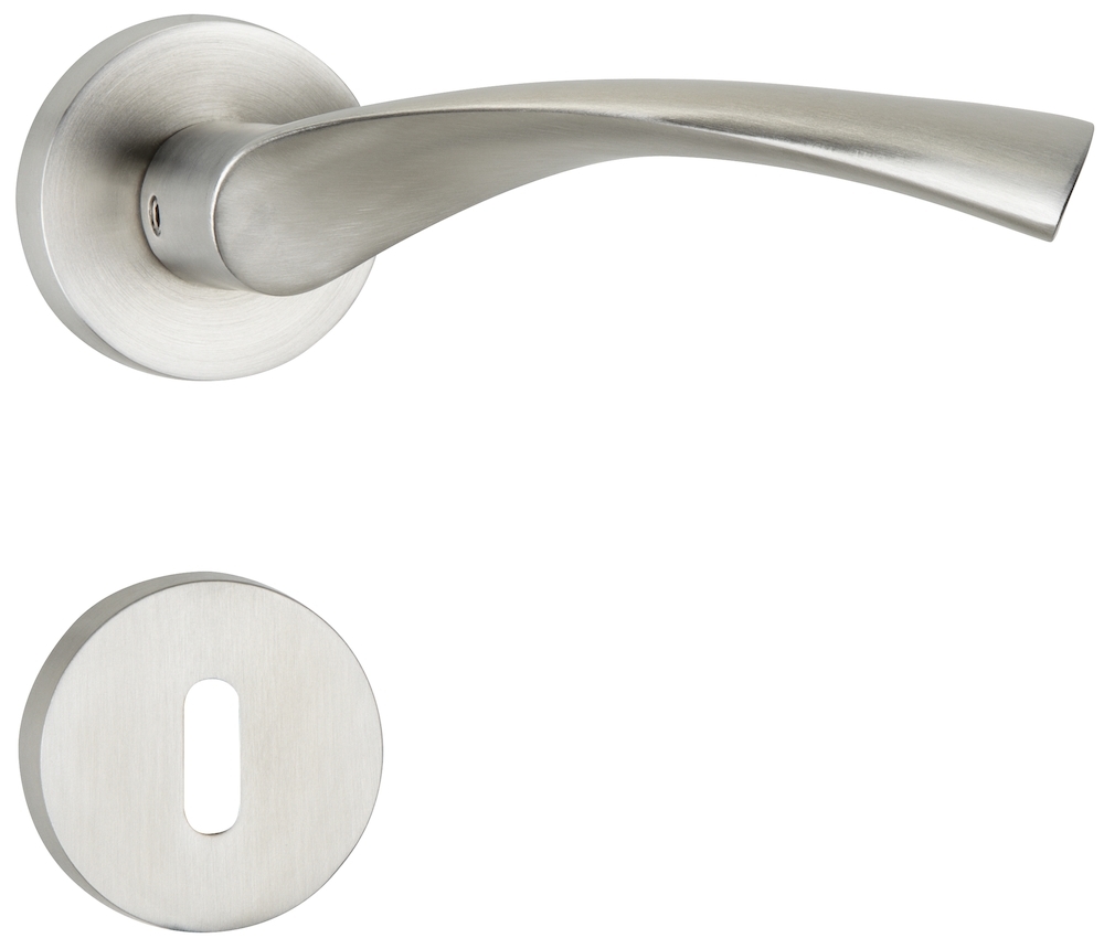 HERMAT Drücker-Halbgarnitur mit Rosetten TWIST 1290/2331.SC, Edelstahl