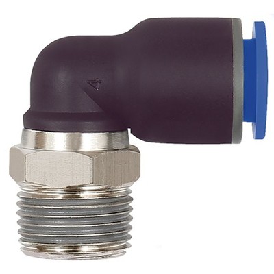 RIEGLER® - Steck-L-Einschraubverschraubung drehbar KS/MS Blaue Serie R3/8 Schlauch 12mm
