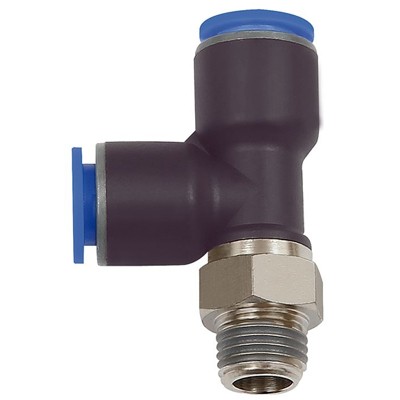 RIEGLER® - Steck-T-Einschraubverschraub L-Form drehbar KS/MS Blaue Serie R1/8 Schlauch 6mm