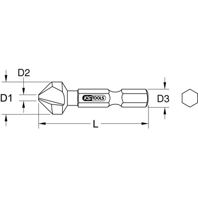 KSTOOLS® - Kegel- und Entgratsenker-Bit 1/4" 90° HSS TiN ø16,5mm