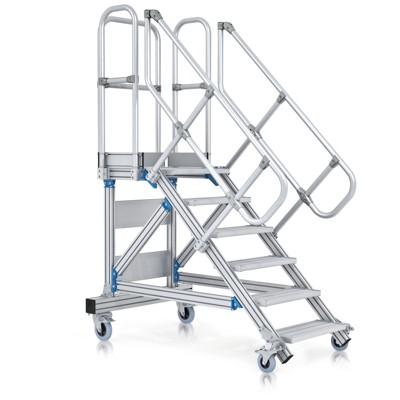 ZARGES - Treppe 11 Stufen, 60°, Stufenbreite 800mm, beidseitiger Handlauf