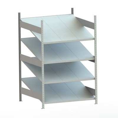 META® - Schrägbodenregal Clip S3 80 GR 2000 x 1300 x 1228 vzk kpl. mit 4 Fachebenen