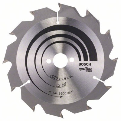 Bosch - Sägeblatt Optiline Wood für Handkreissägen ø160 x 20/16 x 2,6mm 12 Zähne