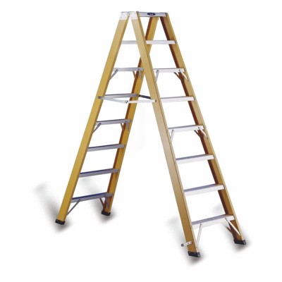 cimco® - Stufen-Stehleiter mit 2 x 10 Stufen, Höhe 2,50m, 13,5kg, 30.000V, Stufe 80
