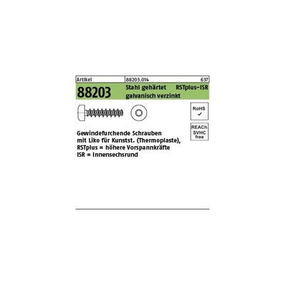 NOBRAND - Schrauben ART 88203 RST+ mit LIKO & ISR 2,2 x 6 -T6 Stahl gal Zn gal Zn S