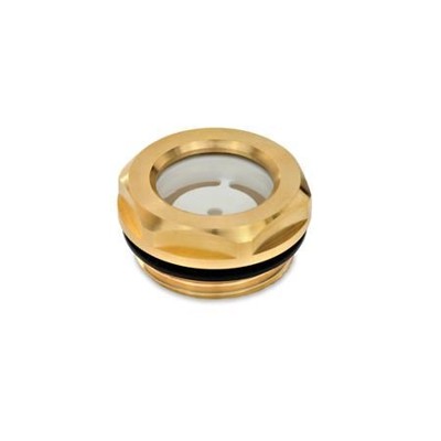 Ganter Norm® - 743.2-24-G1-A Ölschaugläser, Messing / Floatglas, beständig bis 100 °C