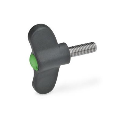 Ganter Norm® - 633.1-48-M6-30-DGN Flügelschrauben, Kunststoff, mit Edelstahl-Gewindestift