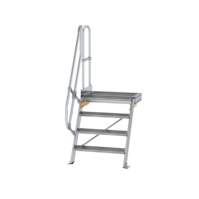 MUNK Günzburger Steigtechnik - Alutreppe 4 Stufen, 60°, Breite 800mm, einseitiger Handlauf, Stufentiefe 200mm