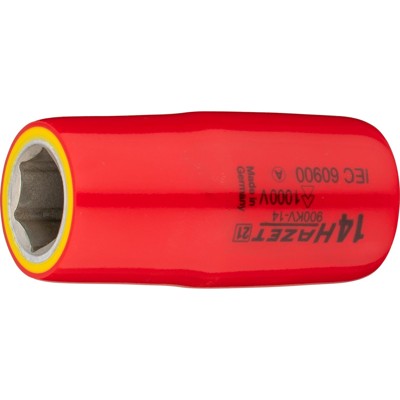 HAZET - HAZET Steckschlüsseleinsatz ∙ Sechskant ∙ schutzisoliert 900KV-14 ∙ Vierkant12,5 mm (1/2 Zoll) ∙ Außen Sechskant-Tractionsprofil ∙ 14 mm