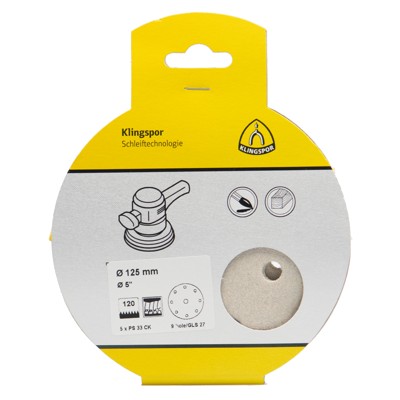 KLINGSPOR - PS 33 CK Scheiben kletthaftend, 125 mm Korn 80 Lochform GLS27, SB-verpackt im Reiter