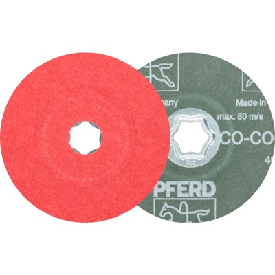 PFERD - COMBICLICK Keramikkorn Fiberscheibe Ø 115 mm CO-COOL80 für Edelstahl