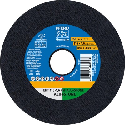 PFERD - Trennscheibe EHT 115x1,6x22,23 mm gerade Uni.-Linie PSF ALU+STONE für Alu/NE-Met./Stein/PVC