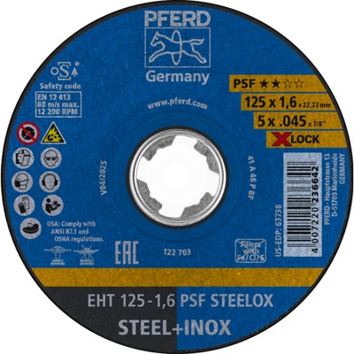 PFERD - Trennscheibe EHT 125x1,6 mm X-LOCK gerade Universallinie PSF STEELOX für Stahl/Edelstahl