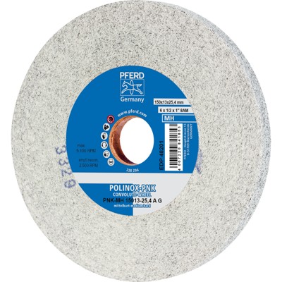 PFERD - POLINOX Gewickeltes Vlies-Rad PNK Ø 150x13 mm Bohrung-Ø 25,4 mm Mittehart SIC Fein für Finish