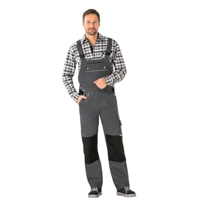 Planam - Latzhose 2133 grau/schwarz, Größe 98