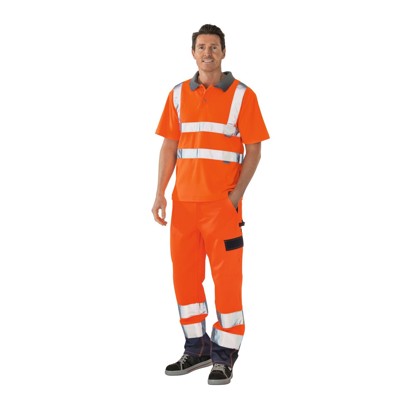Planam - Poloshirt 2098 warnorange/grau, Größe L