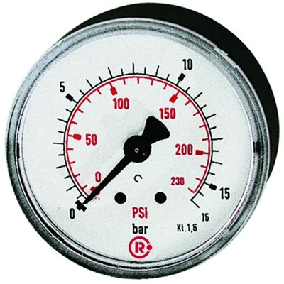 RIEGLER® - Standardmanometer, Kunststoff, G 1/8" hinten, 0-6,0 bar/87 psi, Ø 40