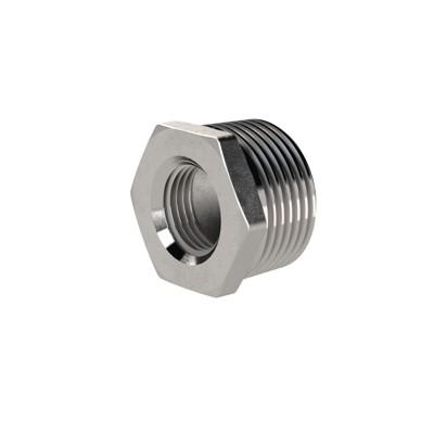 RIEGLER® - Reduziernippel, G 3/4" A, 3/8" I, SW 28, Edelstahl 1.4408