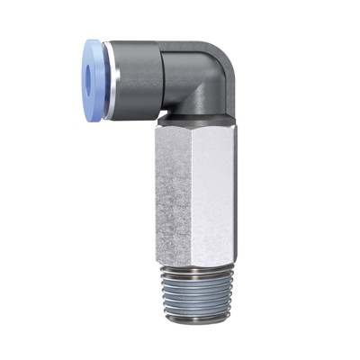 RIEGLER® - L-Steckverschraubung »Blaue Serie« mini, lang, drehbar, R 1/8"
