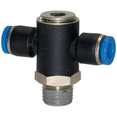 RIEGLER® - T-Steckverschraubung »Blaue Serie«, drehbar, R 1/8" außen, Ø 4mm