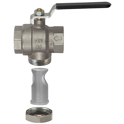 RIEGLER® - Kugelhahn mit integriertem Schmutzfänger, Messing vernickelt, G 1.1/4"