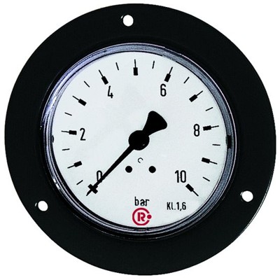 RIEGLER® - Standardmanometer, Frontring schwarz, G 1/4" hinten, 0-16,0 bar, Ø 63