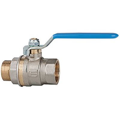 RIEGLER® - Kugelhahn Standardausführung, blauer Hebel, I/A, Messing vernickelt, G 1/2"