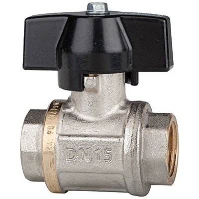 RIEGLER® - Kugelhahn schwere Ausführung, Flügelgriff, IG/IG, Messing vernickelt, G 1/2"