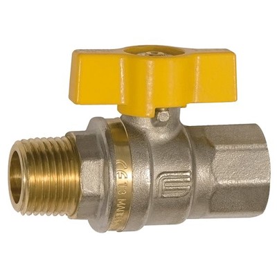 RIEGLER® - Kugelhahn DIN EN 331, DVGW, Messing vernickelt Flügelgriff, I/A, Rp/R 1/4"