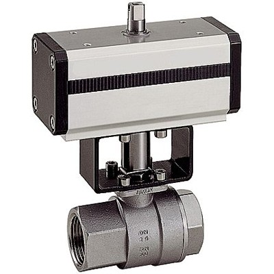 RIEGLER® - Edelstahlkugelhahn, pneumatischer Stellantrieb, doppeltwirkend, Rp 3/4"
