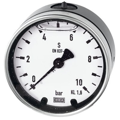 RIEGLER® - Glyzerinmanometer, Metallgehäuse, G 1/2" hinten exzentrisch, 0-10,0 bar, Ø100