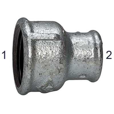 RIEGLER® - Muffe 240, I/I, Rp 1", Rp 3/8", Temperguss schwarz feuerverzinkt