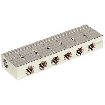 RIEGLER® - Verteilerleiste 10 integrierte Kugelhähne, Alu-Druckguss, G 3/8"