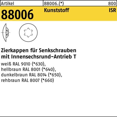 NOBRAND - Kappen ART 88006 für TORX® 15 x 12/3,5 rehbraun RAL 8007 S