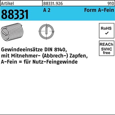 NOBRAND - Gewindeeinsätze ART 88331 AMECOIL A 2 AM 12 x 1,5 x 12 A 2 S