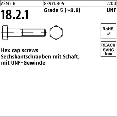 NOBRAND - Sechskantschrauben ART 83931 Grad 5 5/16 UNF x 2.1/2" (64mm) S