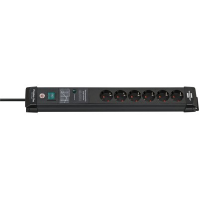 brennenstuhl® - Premium-Line 60.000A Überspannungsschutz-Steckdosenleiste 6-fach schwarz 5m H05VV-F 3G1,5