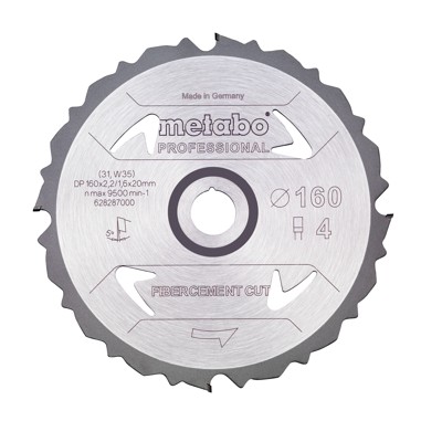 metabo® - Sägeblatt "fibercement cut - professional" ø160 x 2,2/1,6 x 20 Z4 DFZ 5°