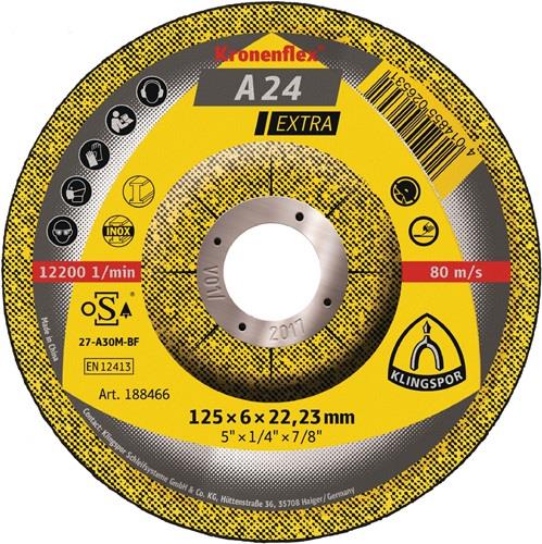 KLINGSPOR Schruppscheibe A 24 Extra D180xS8mm gekr.STA Bohr.22,23mm KLINGSPOR