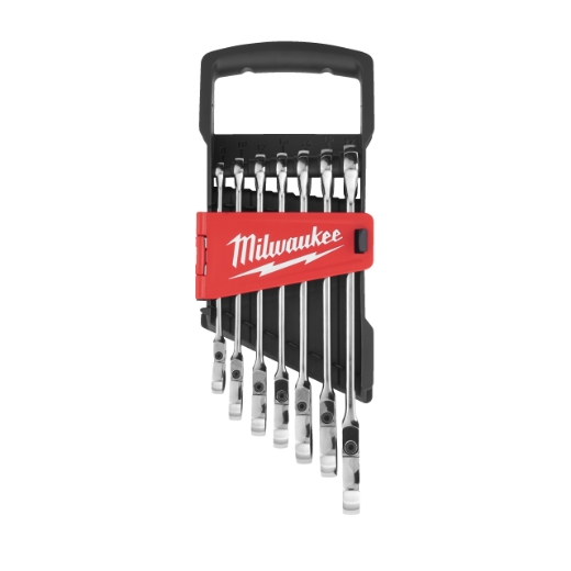 MILWAUKEE 7-teilig metrisch MAX BITE Gelenk-Ratschen-Ringmaulschlüsselsatz