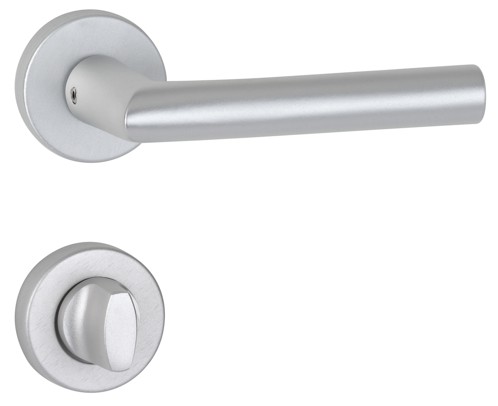 HERMAT Drückergarnitur mit Rosetten BASIC 02 1902/2057, Aluminium