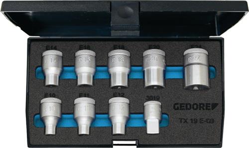 GEDORE Steckschlüsselsatz TX 19 E-09 9-tlg.1/2 Zoll E10-E24 GEDORE