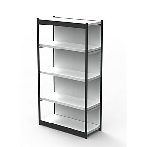 Büro-Regalsystem, mit Rückwand, Regalhöhe 1900 mm, Grundregal, Breite x Tiefe 1000 x 300 mm.